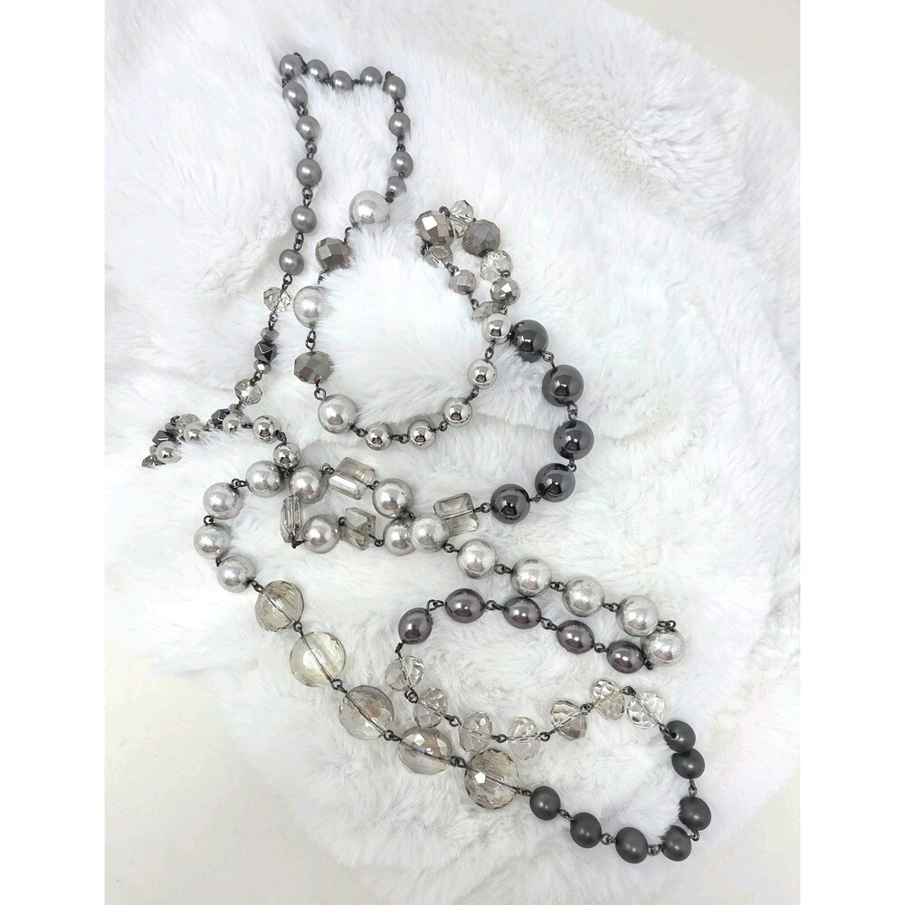 Vintage 29" Single Strand Glass Bead Necklace Chain Linked Fashion Jewelry